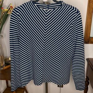 Talbots Classic Navy and White Striped Shirt, size L petite
